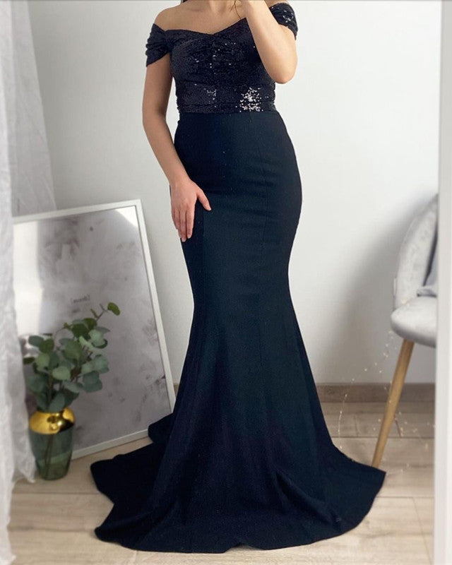 Mermaid Bridesmaid Dresses Sequins Off The Shoulder