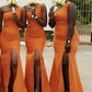 Orange Mermaid Dresses Bridesmaid