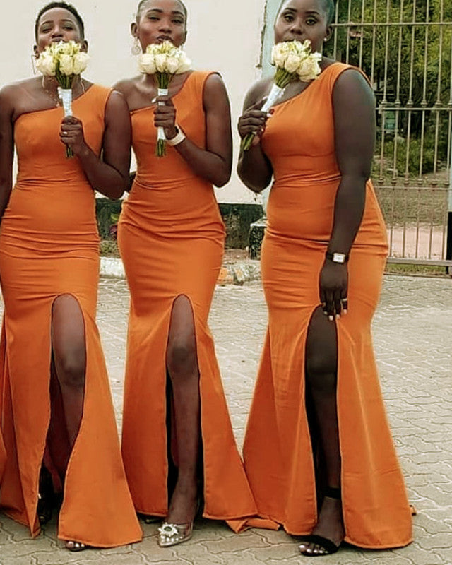 Orange Mermaid Dresses Bridesmaid