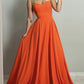 Fall Orange Long Bridesmaid Dresses