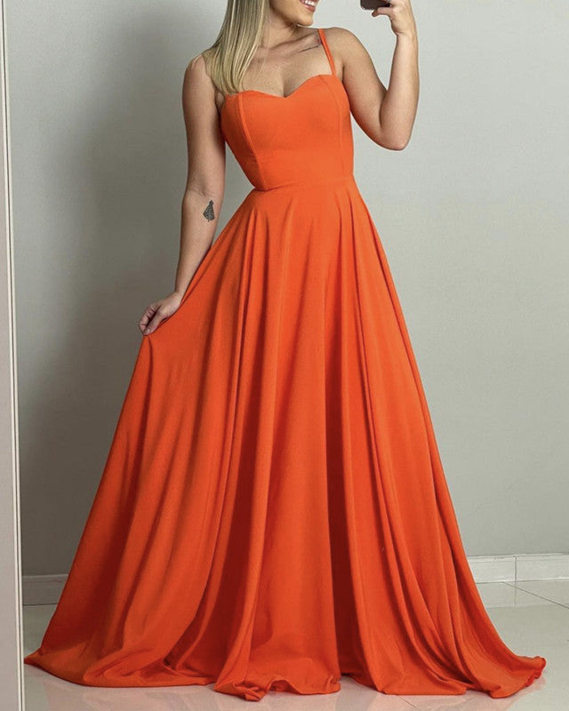Fall Orange Long Bridesmaid Dresses