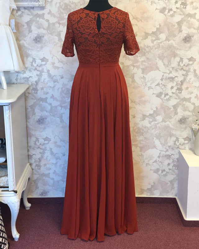 Rust Orange Bridesmaid Dresses With Sleeves
