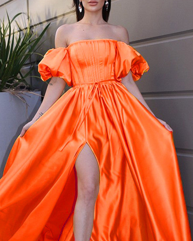 Orange Satin Bridesmaid Dresses