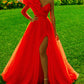 One Shoulder Orange Prom Dresses