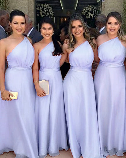 periwinkle bridesmaid dresses Long One Shoulder Bridesmaid Dresses Floor Length – Lisposa