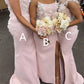 Mermaid Pink Bridesmaid Dresses With Ivory Flowers