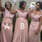 Pink Mismatched Bridesmaid Dresses With 3D Flowers