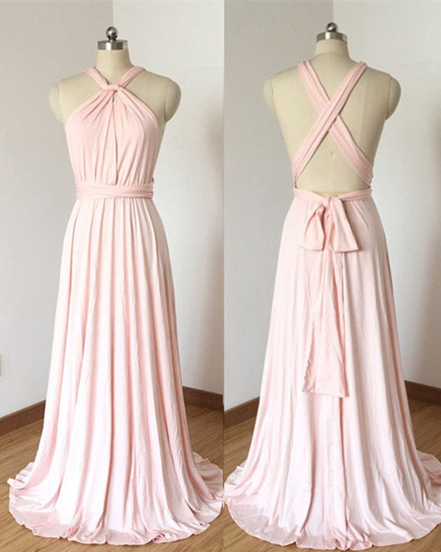 Halter Cross Back Bridesmaid Dresses Boho