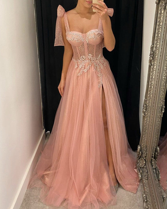Glitter Tulle Sweetheart Corset Prom Dresses Long 2022 – Lisposa