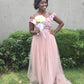 Pink Mismatched Bridesmaid Dresses With 3D Flowers