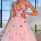 Elegant Tulle V Neck Prom Dresses 3D Flowers