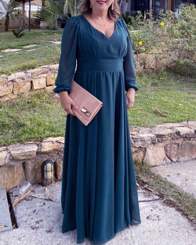 Long Sleeve Dusty Blue Bridesmaid Dresses