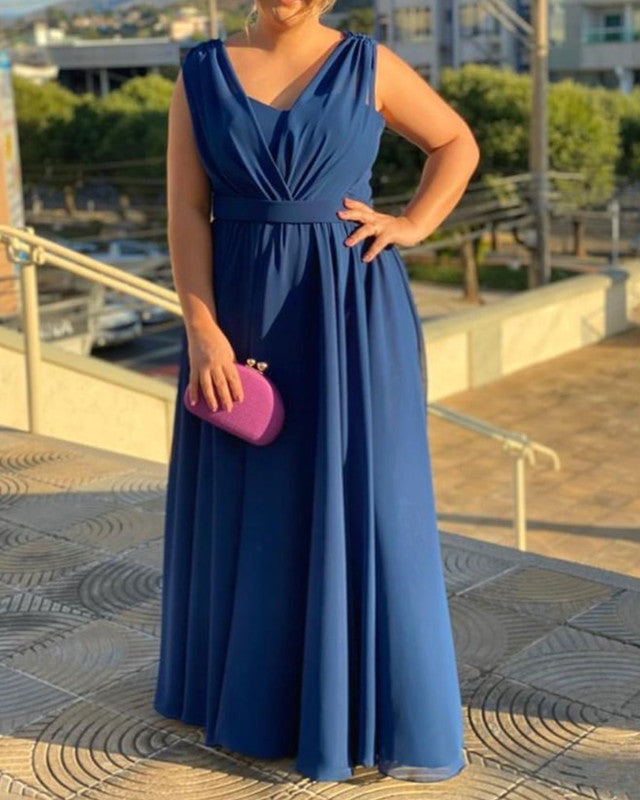 Plus Size Bridesmaid Dresses Chiffon V Neck