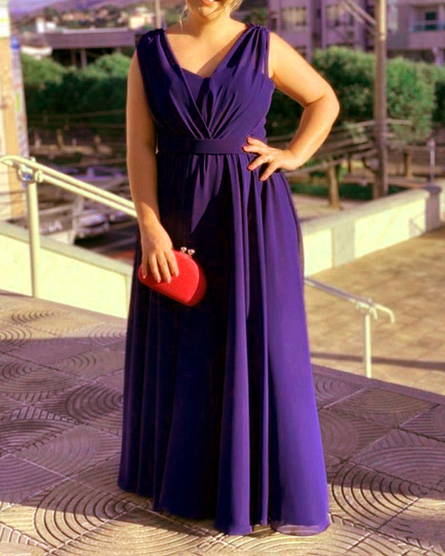 Plus Size Bridesmaid Dresses Chiffon V Neck