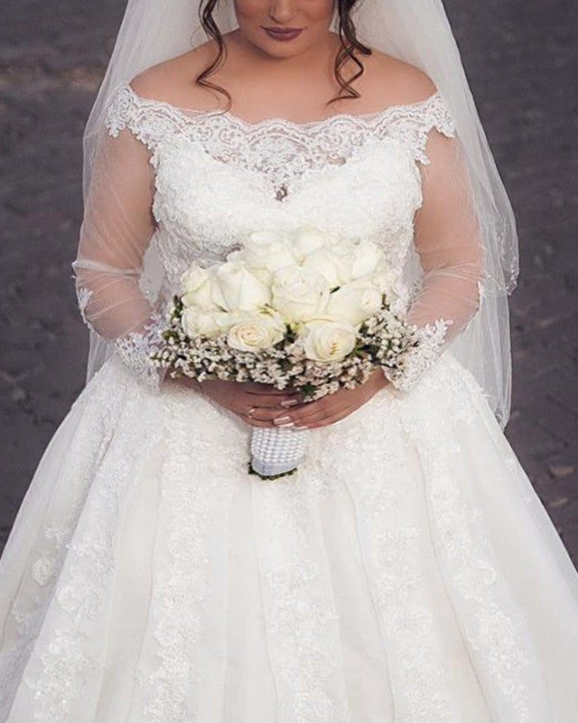 Plus Size Wedding Dresses Long Sleeves Off The Shoulder