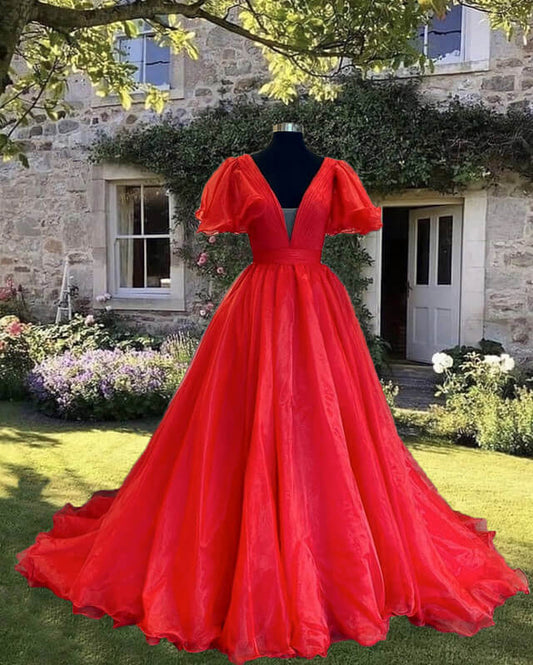 Red Tulle Ball Gown Dress