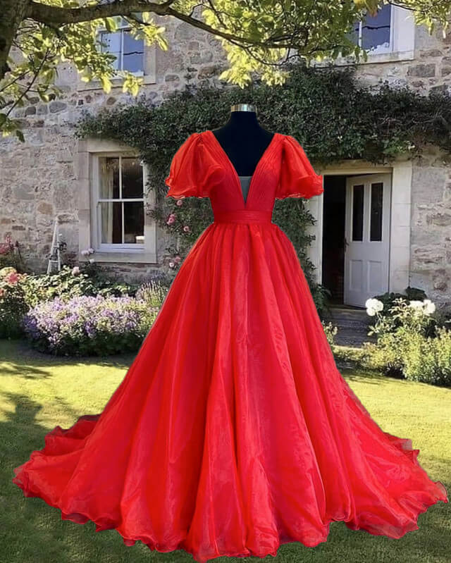 Red Tulle Ball Gown Dress