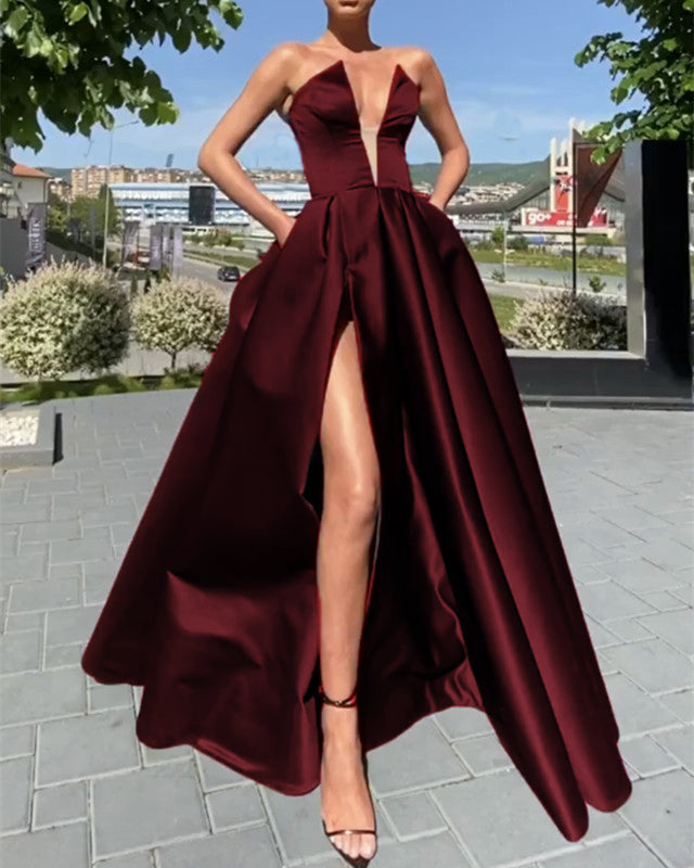 Burgundy Prom Dresses Long