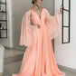 Coral Prom Dresses Cold Sleeves