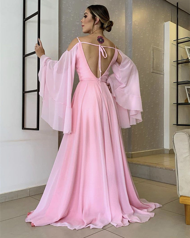 Pink Backless Prom Dresses