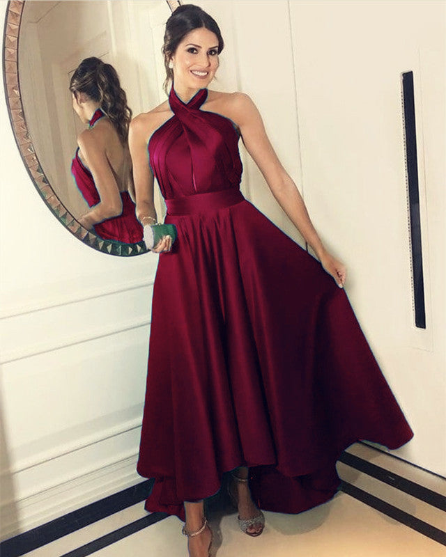 High Low Prom Dresses Burgundy
