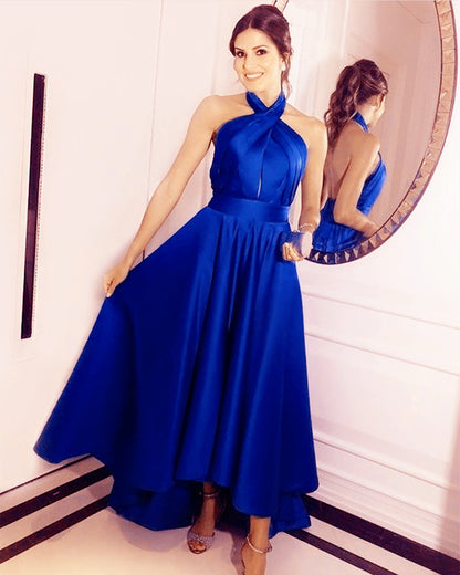 Royal Blue Prom Dresses Asymmetric