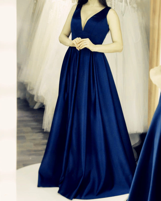 Navy Blue Prom Dresses Satin