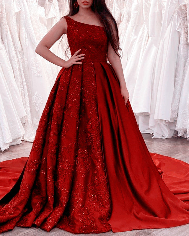 Red Prom Dresses One Shoulder
