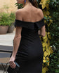 Black Mermaid Side Split Sexy Off-the-Shoulder Evening Prom Dress main image 1
