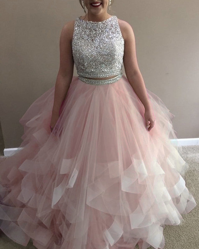 Pink Prom Dresses Two Piece