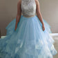 Light Blue Prom Dresses Two Piece