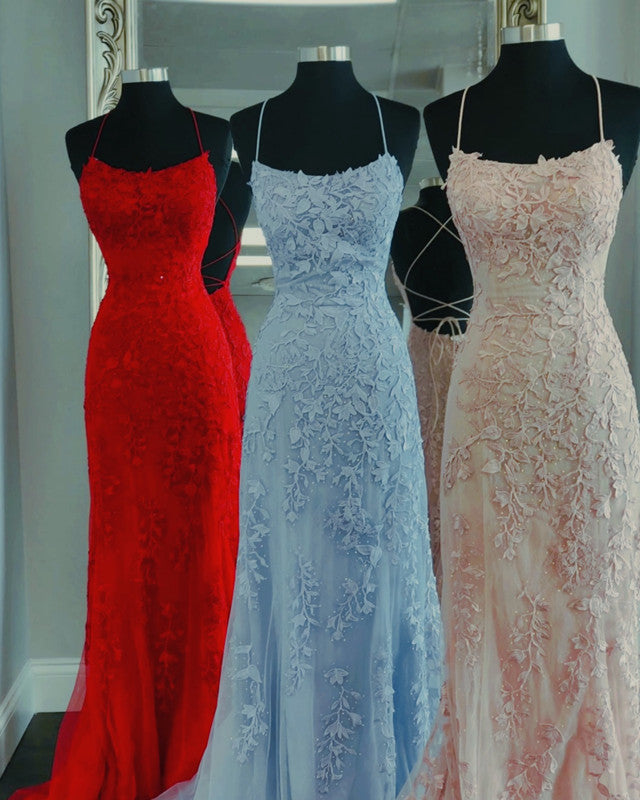 Lace Prom Dresses Mermaid Backless