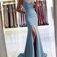 Steel Blue Bridesmaid Dresses Mermaid