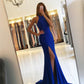Royal Blue Halter Mermaid Dresses