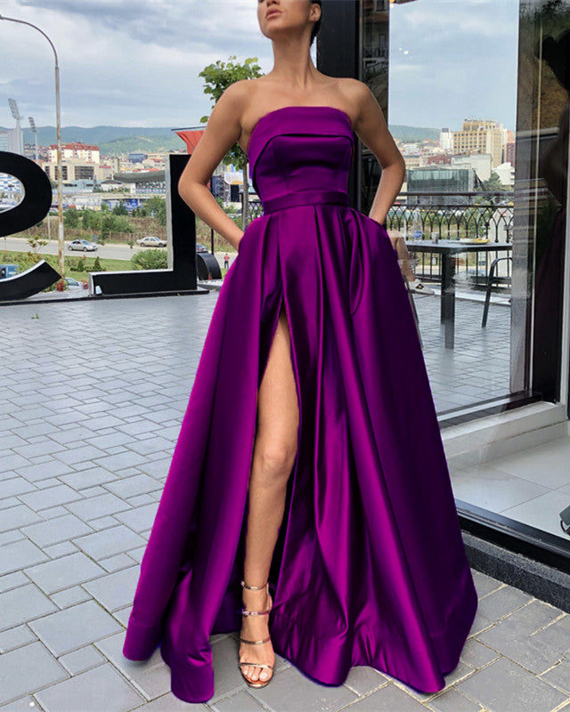 Purple Prom Dresses Strapless
