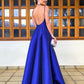 Backless Blue Prom Dresses