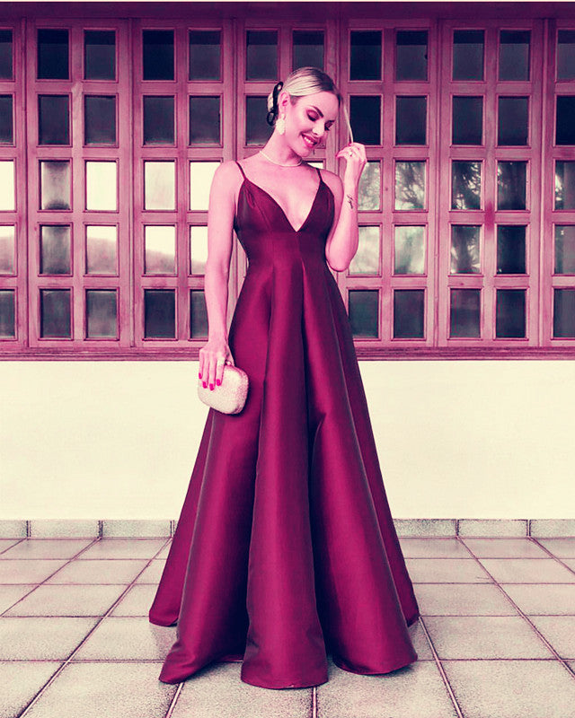 Burgundy Prom Dresses Backless