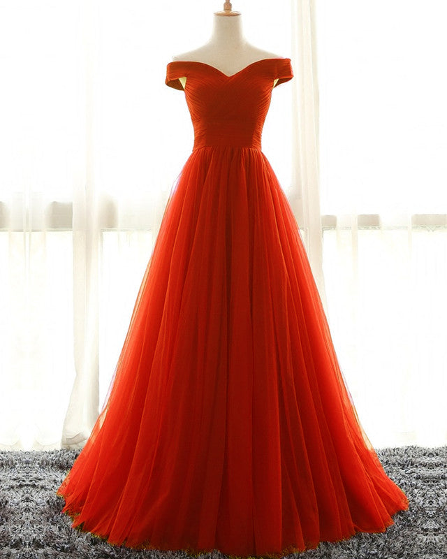 Orange Tulle Prom Dresses