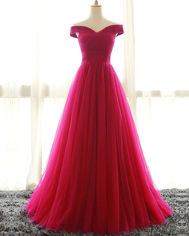Fuchsia Tulle Prom Dresses