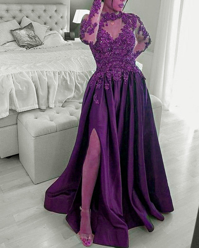 Purple Prom Dresses Long Sleeves