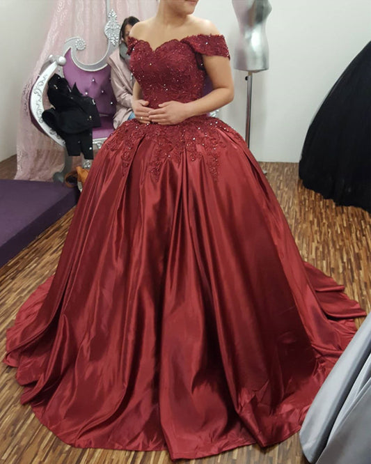Burgundy Prom Dresses Ball Gown