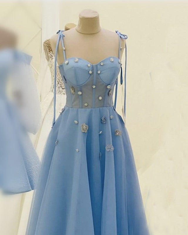 Fairy Blue A-line Corset Midi Dress