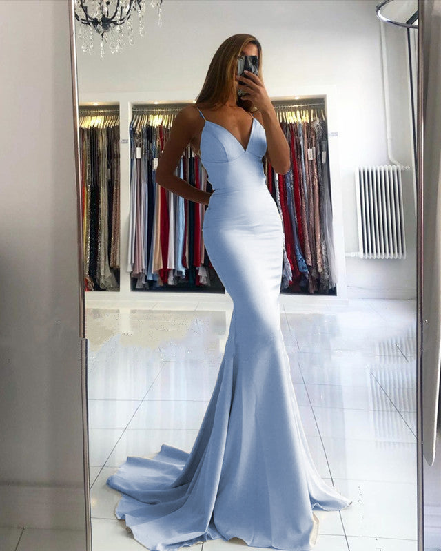 Light Blue Mermaid Formal Dress