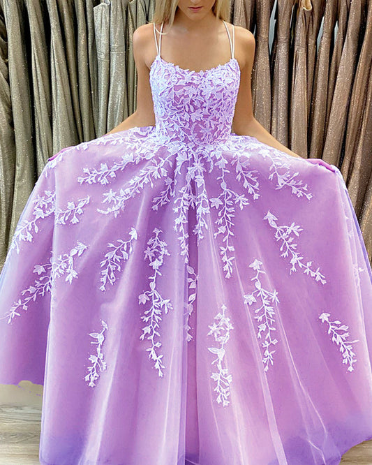 Lavender Prom Dresses Appliques