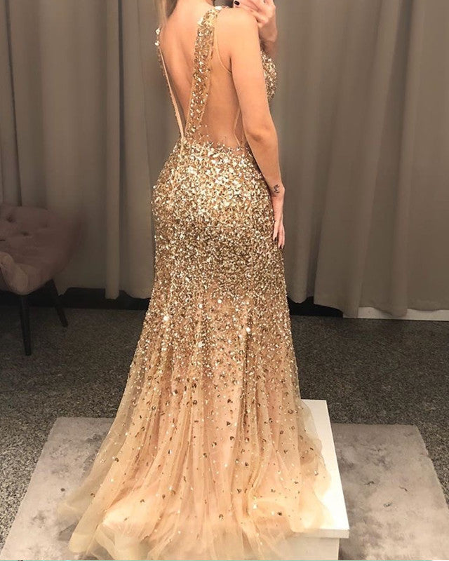 Backless Mermaid Evening Gowns