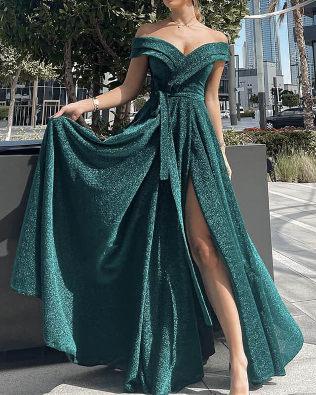 Emerald Green Sparkly Prom Dress
