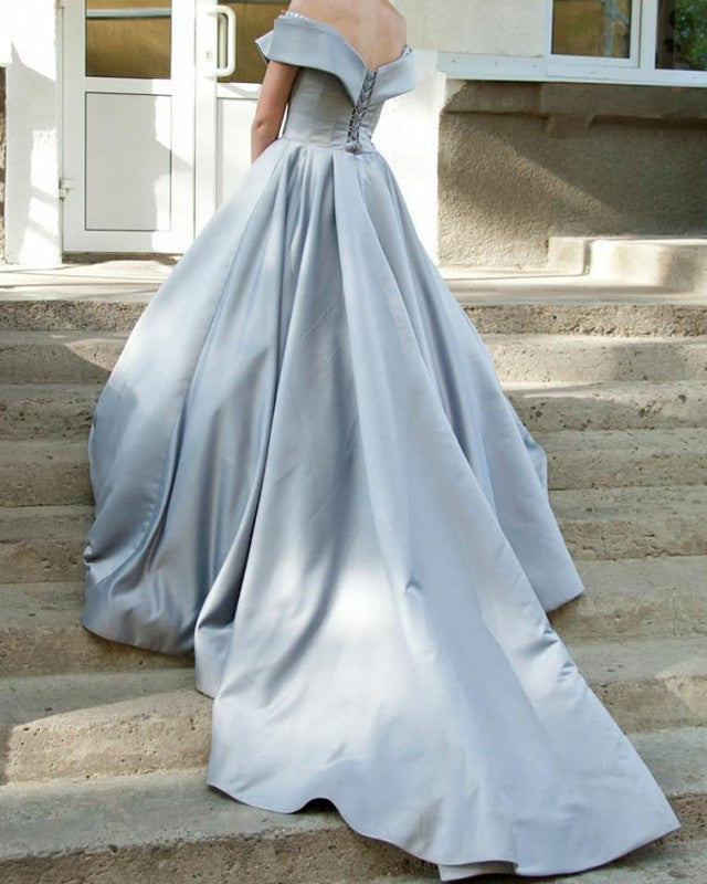 Ball Gown Off The Shoulder Prom Dresses Satin