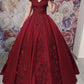 Ball Gown Quinceanera Dresses Lace Flowers Beaded Off Shoulder