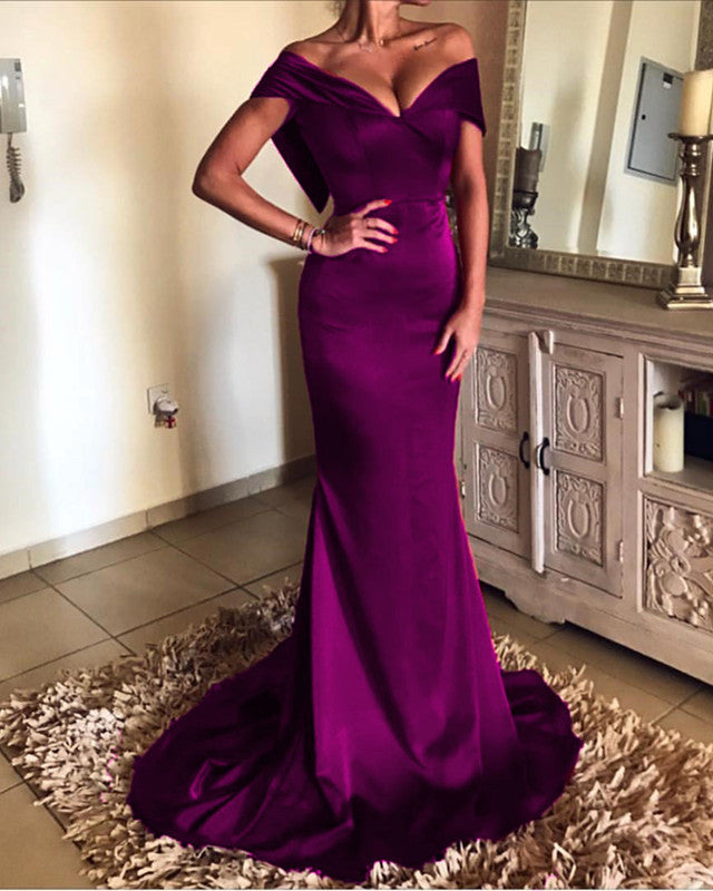Mermaid Satin Formal Off The Shoulder Dresses
