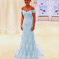 Lace Embroidery Prom Dresses Mermaid Off Shoulder